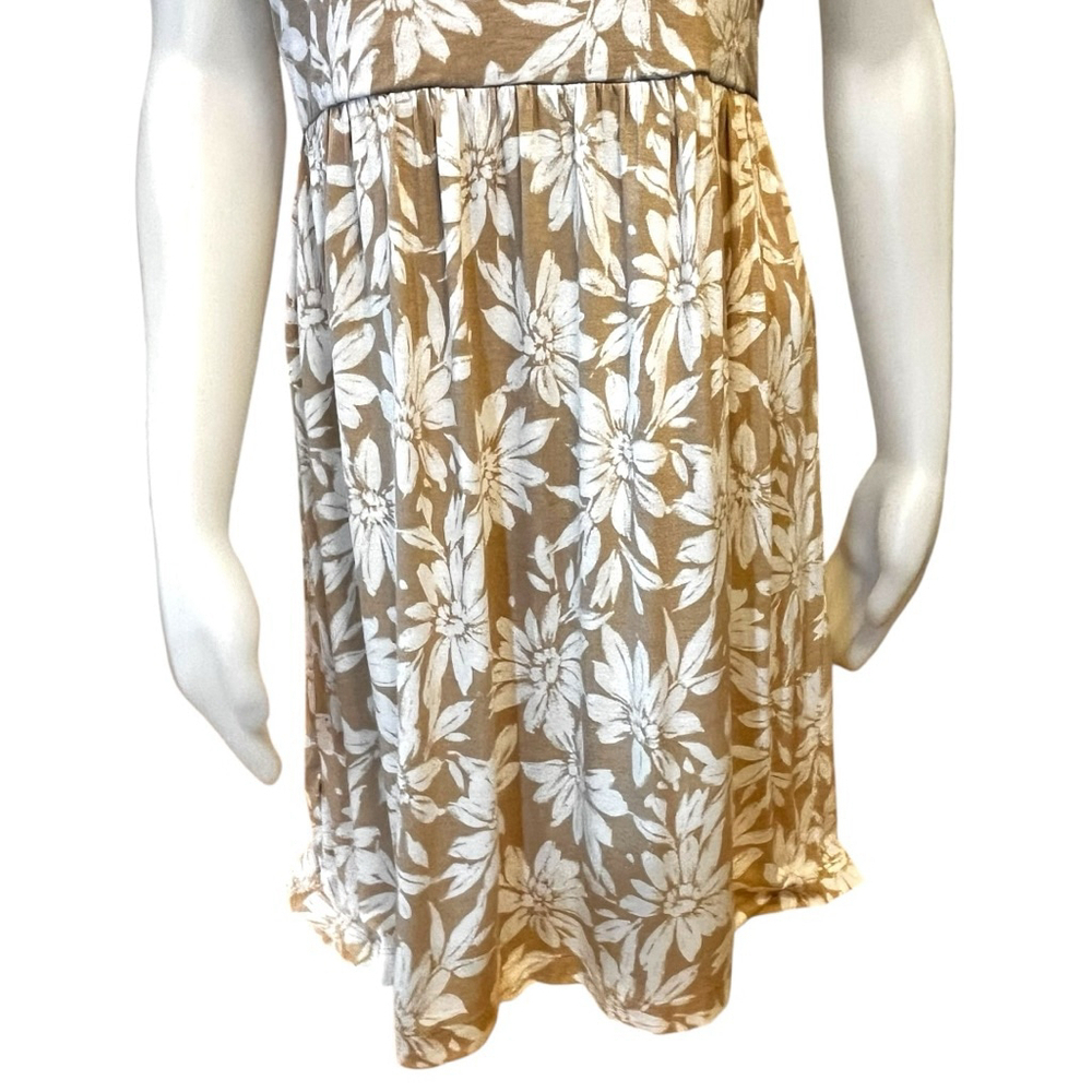 Women's Loft Stretch Jersey Tank Sun Dress, MP, Tan White Floral Print - Picture 7 of 16